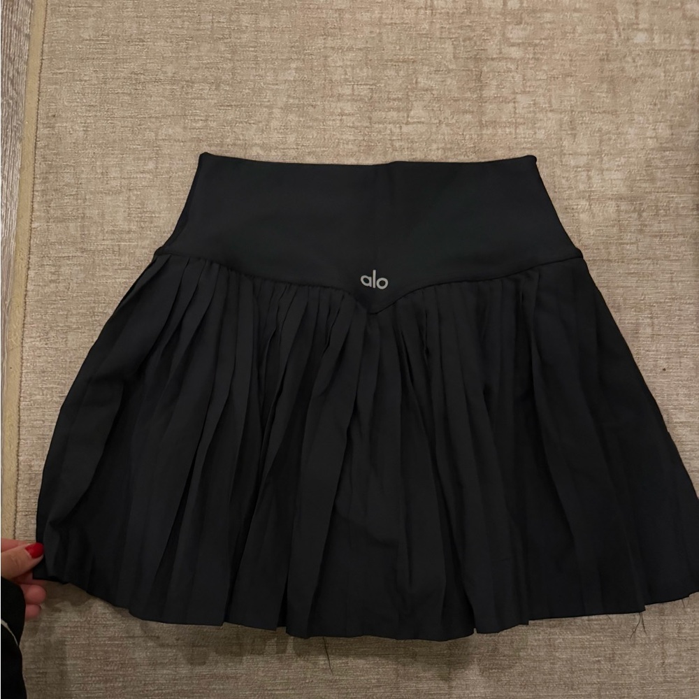ALO Yoga Black Pleated Skater Skirt